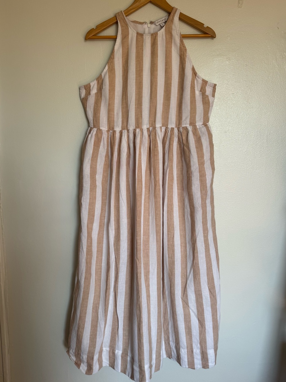 crown & ivy Beige and White Striped Maxi Dress